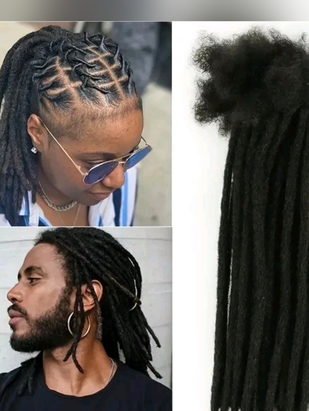 100% Human Hair Dreadlock Extensions 0.6cm Width 12 Inch 30 Locs Natural Black